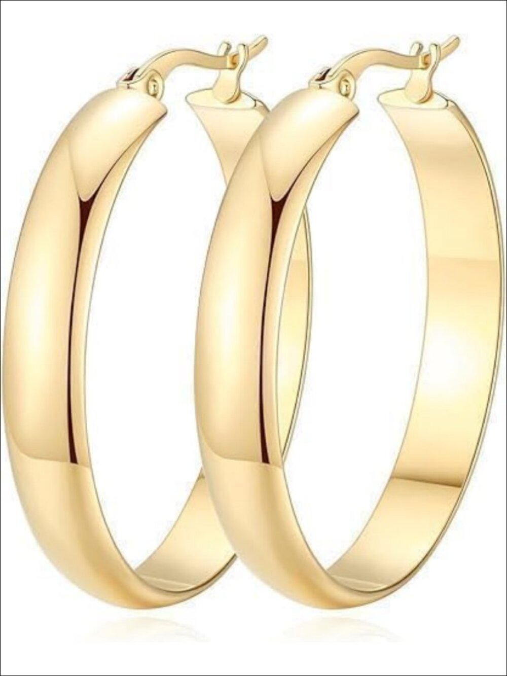 14K Gold Hoop Earrings for Women Square-edge Gold Earrings Gift